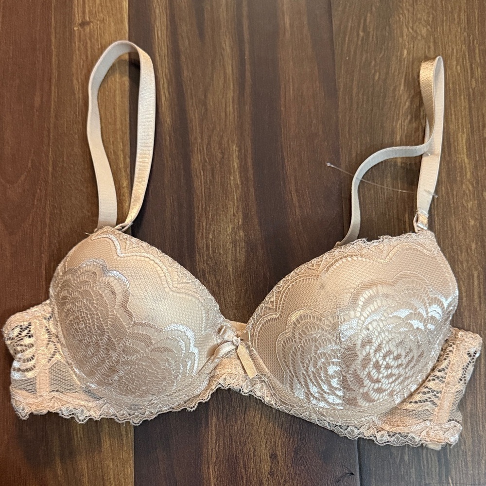 Rene Rofe Lace Underwire Tan Nude Bra Size 34B